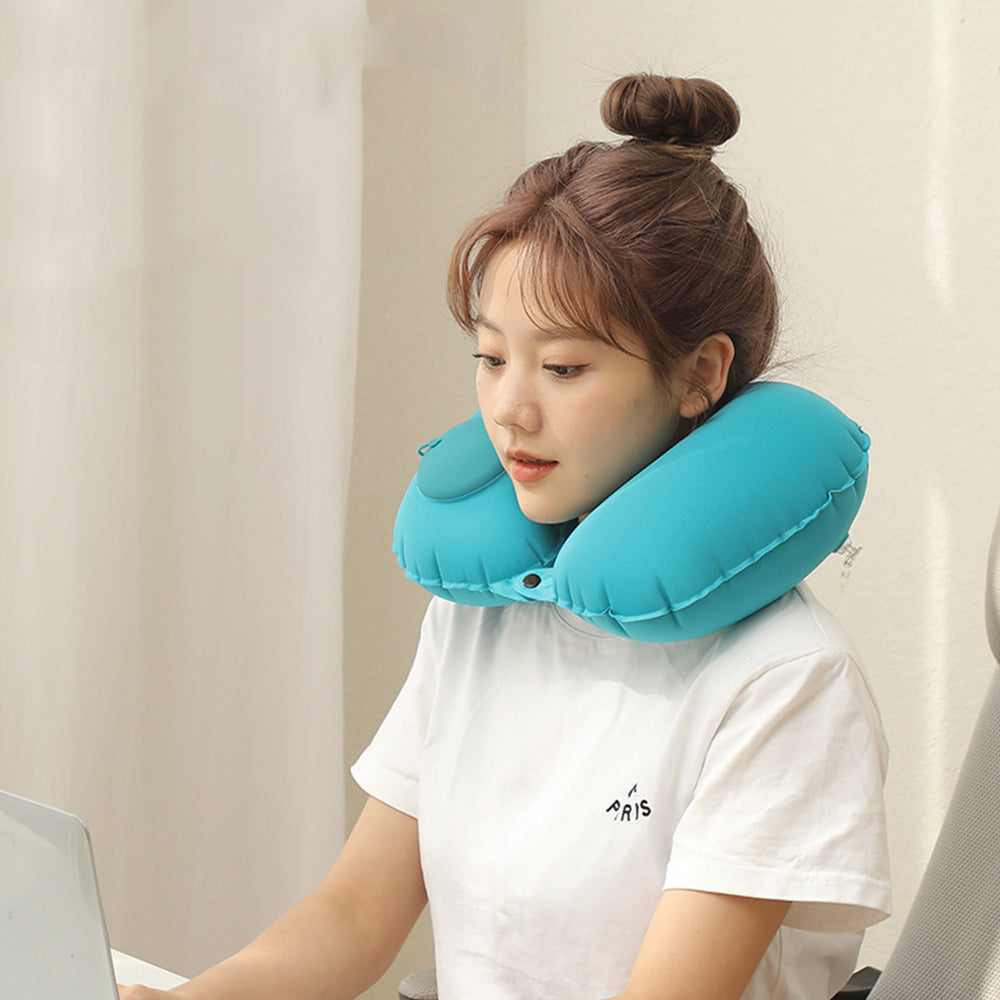 Press Type Inflatable U-Shaped Travel Neck Rest Pillow
