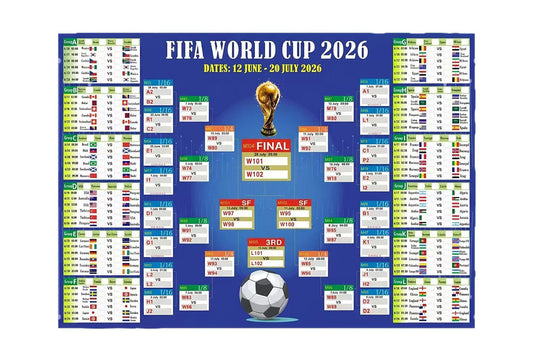 2026 Soccer World Cup Schedule Poster 2026 FIFA World Cup Fixtures Chart Wall Decor for Soccer Fans