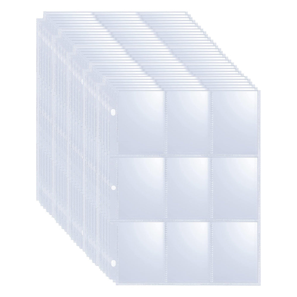 50 100Pcs 9 Grids Album Baseball Holder Sheets Double Side for Card Sleeves Photos