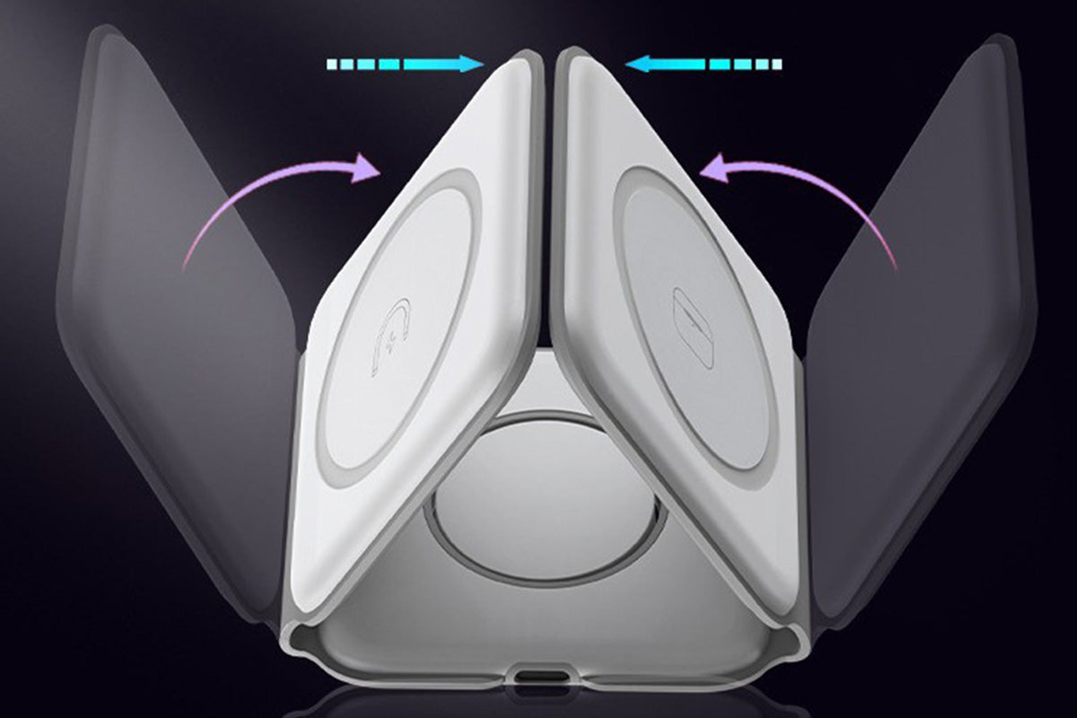 3 in 1 Foldable Wireless Charging Base for iPhone 16 15 14 13 12 Pro Max Plus Apple Watch and AirPods