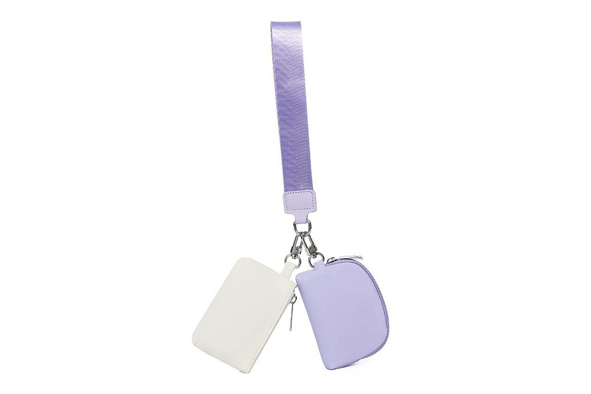 2-In-1 Dual-Pouch Wristlet Zipper Pouch Set Wallet Coin Purse Card Holder