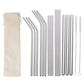 17Pcs Reusable Stainless Steel Straws Set with Cleaning Brushes and Pouch