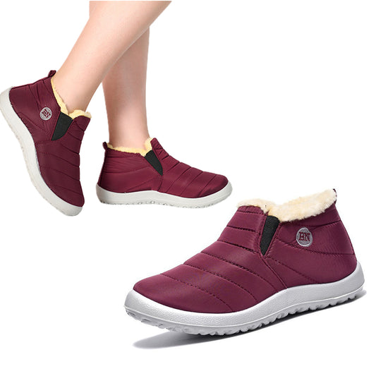 Women Water Resistant Warm Slip-On Shoes with Non-Slip Sole-Red