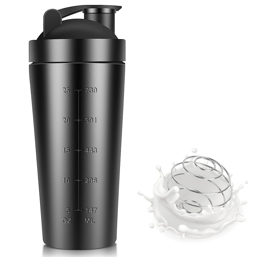 750ml 304 Stainless Steel Protein Shaker Bottle with Mixing Ball
