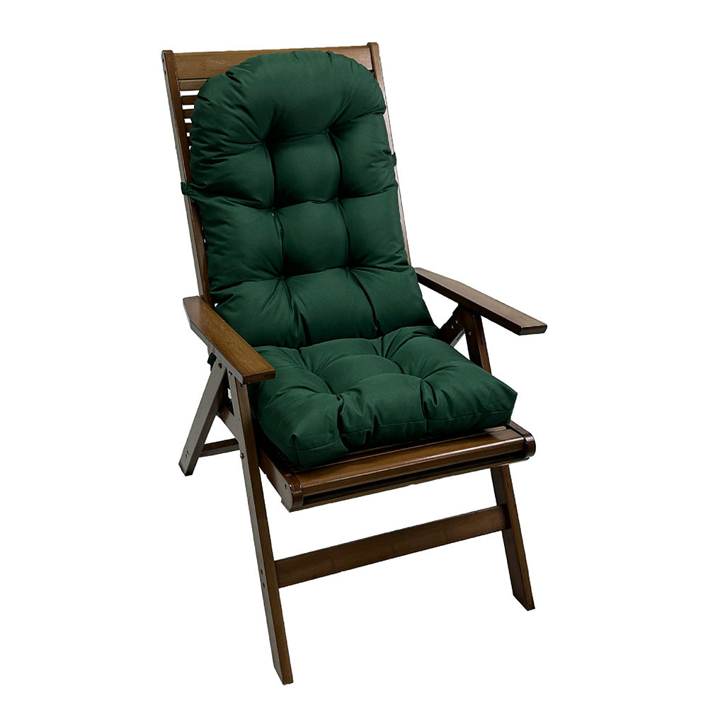 High Back Rocking Chair Cushion Water Resistant Outdoor Seat Pad with Ties-Dark Green
