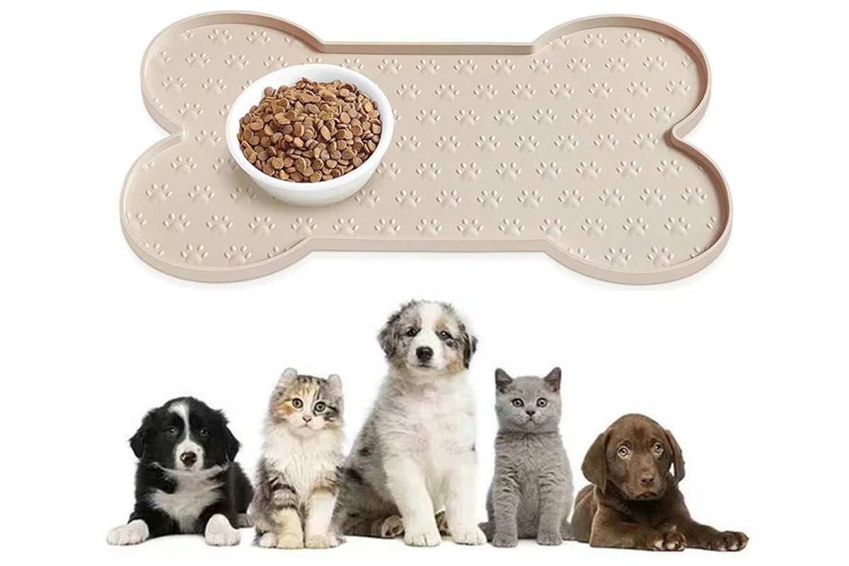 Dog Food Mats for Floors Waterproof Silicone Dog Bowl Mat with Raised Edge