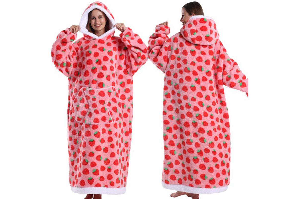 Wearable Blanket Hoodie Oversized Plush Fleece Hooded Blanket