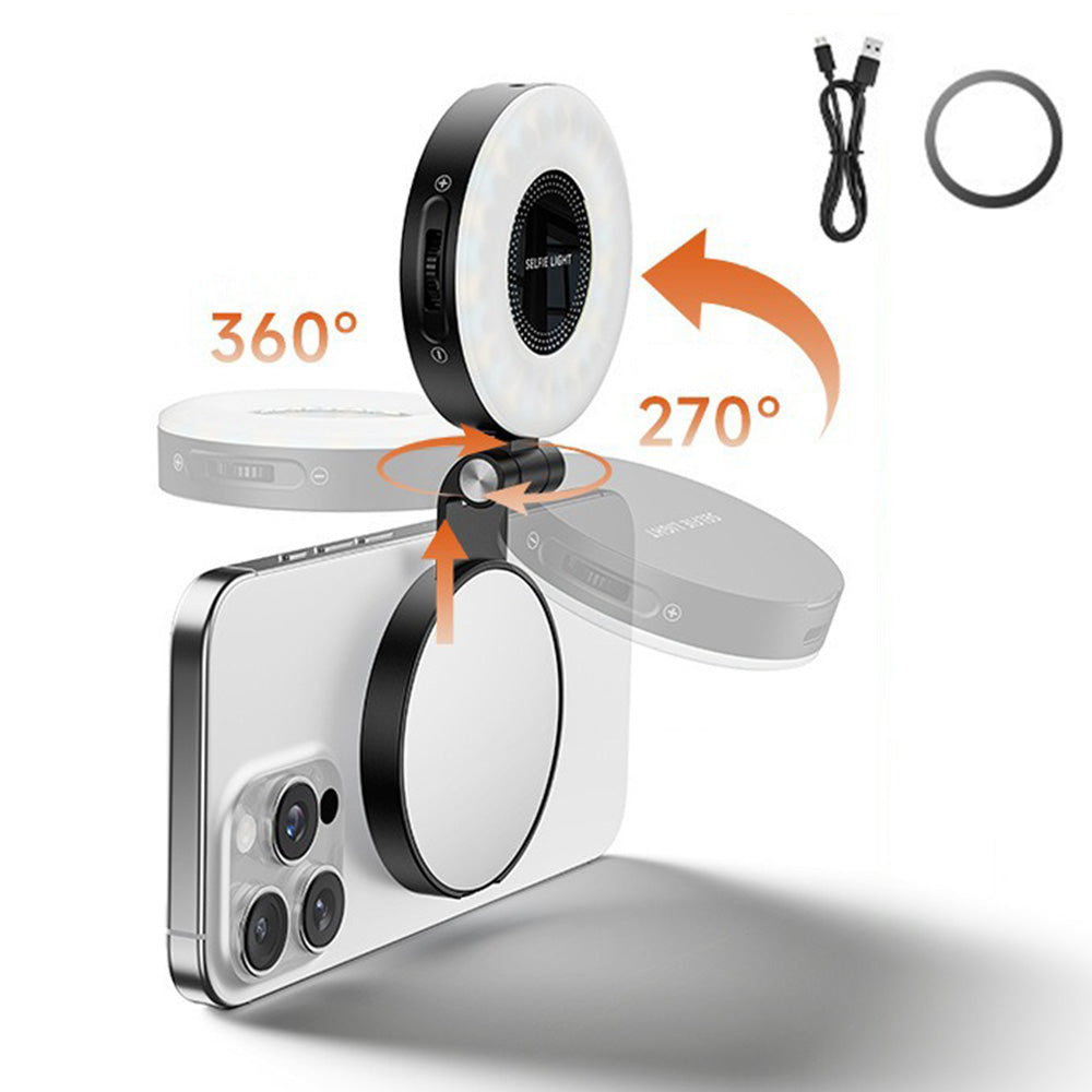 Phone Selfie Light Rechargeable Folding Phone Fill Light With Mirror