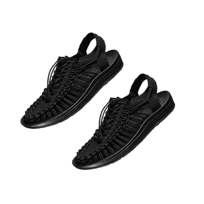 Men Summer Cut Out Lace-Up Front Sandals Outdoor Beach Walking Sandals Shoes