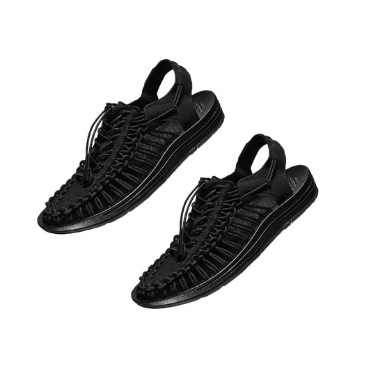 Men Summer Cut Out Lace-Up Front Sandals Outdoor Beach Walking Sandals Shoes