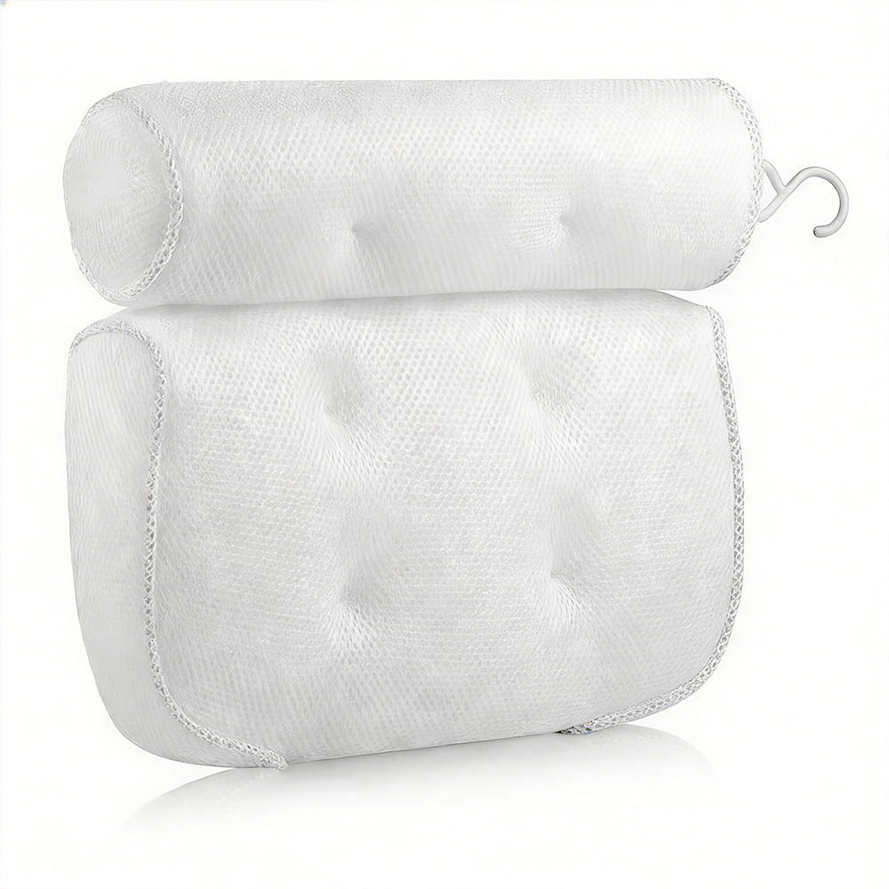 3D Mesh Bath Pillow with Suction Cups Back Neck Support for Bathtub Spa