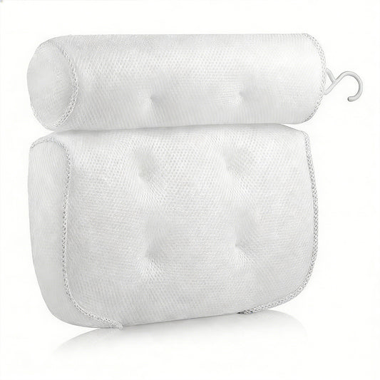 3D Mesh Bath Pillow with Suction Cups Back Neck Support for Bathtub Spa
