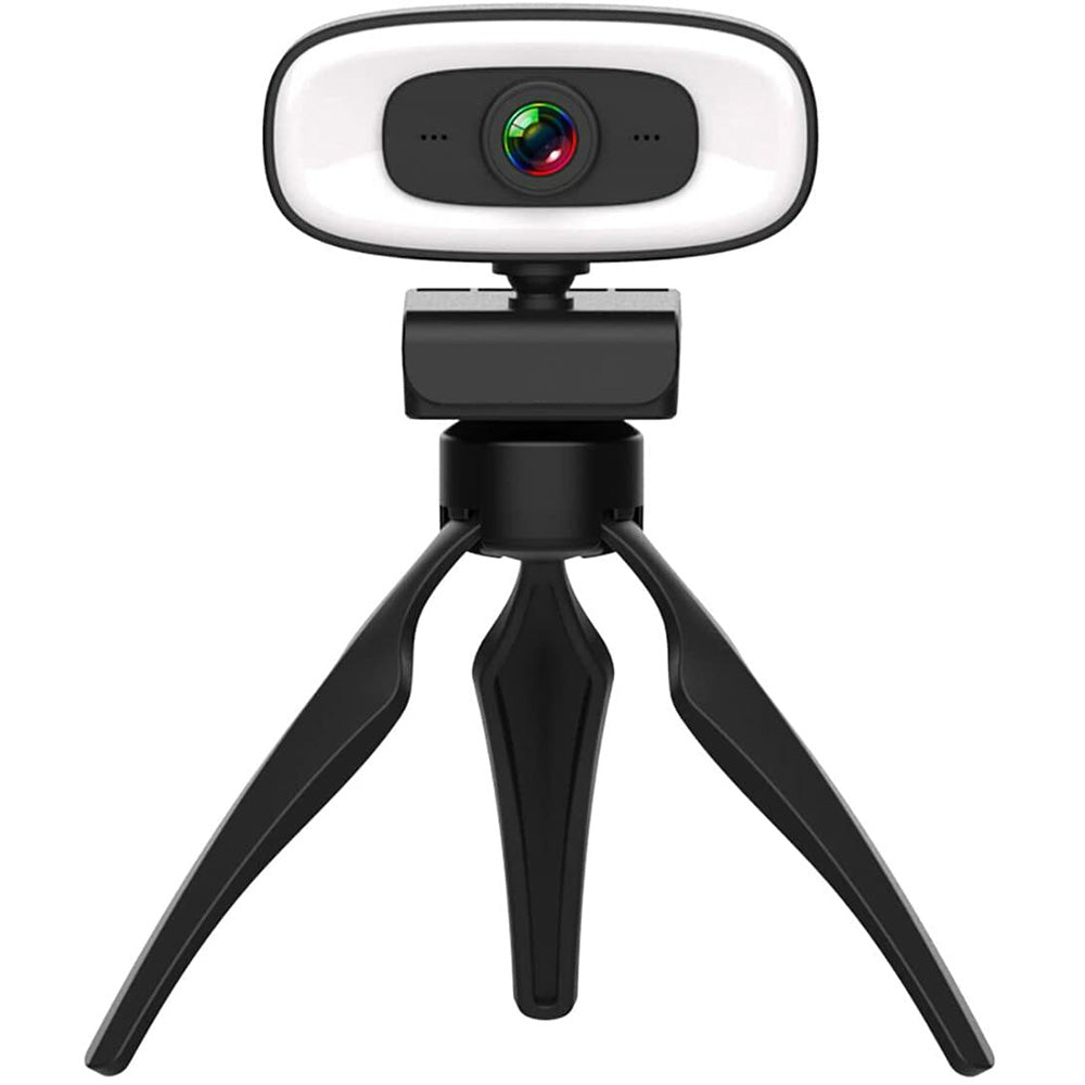 4K Webcam with Microphone Ring Light and Rotatable Tripod Computer Webcam