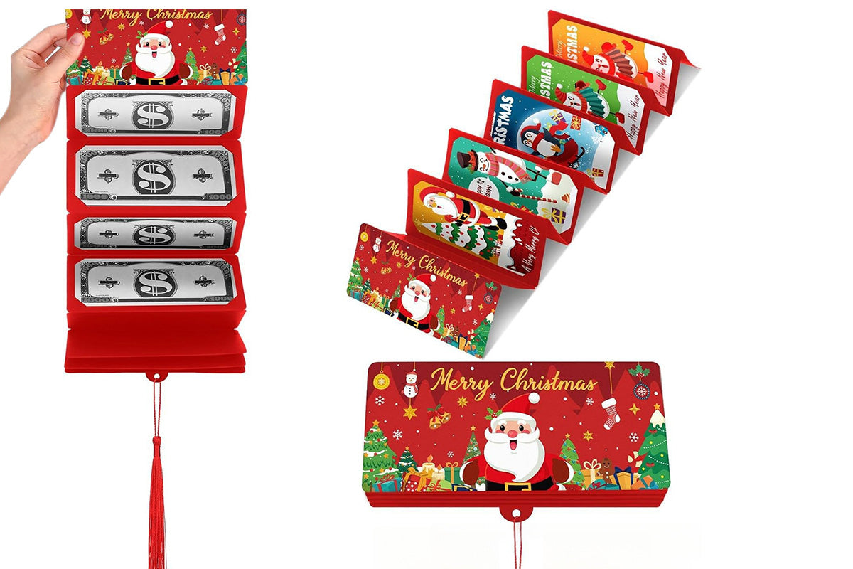 10-Slot Foldable Christmas Red Envelope with Foil Stamping