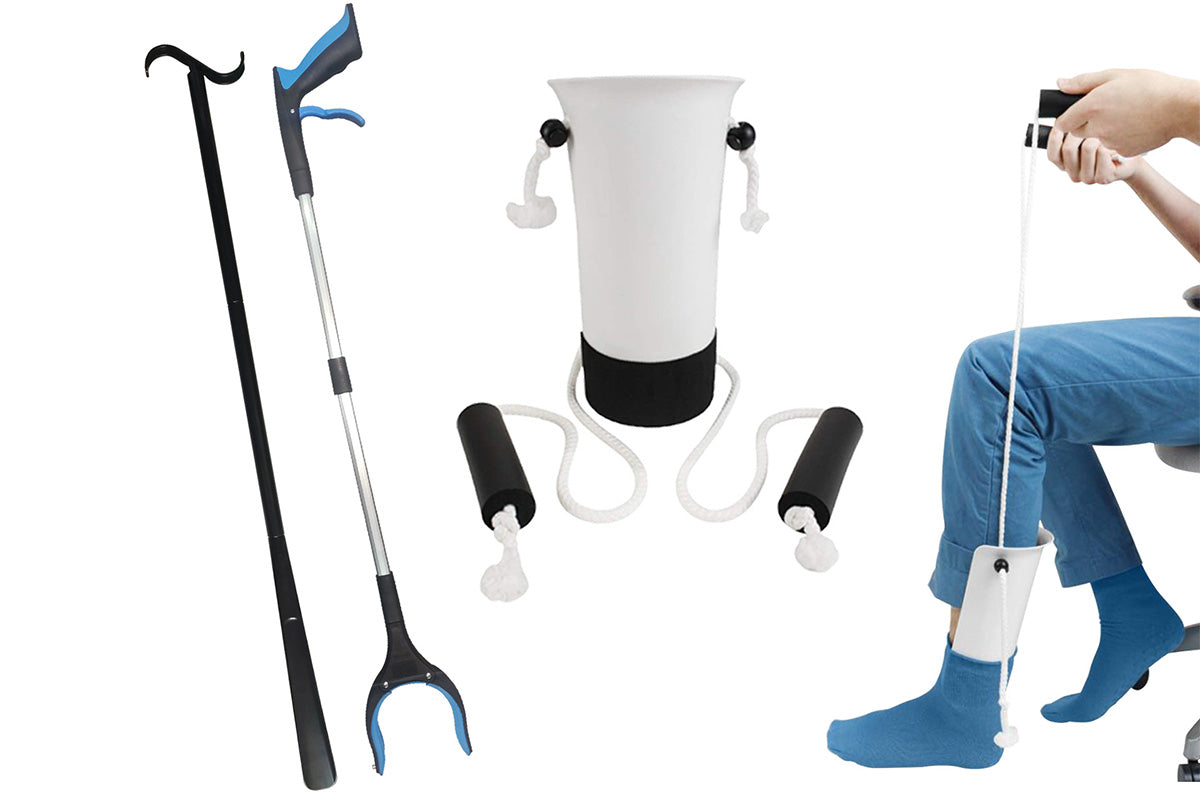 3Pcs Hip Replacement Recovery Kit with Sock Aid Long Handle Shoe Horn Grabber Reacher