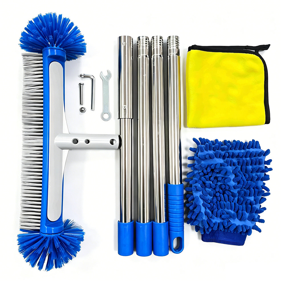 Swimming Pool Brush Head with Round Ends Heavy Duty Aluminum Back Head for Cleaning Walls Tiles Floors