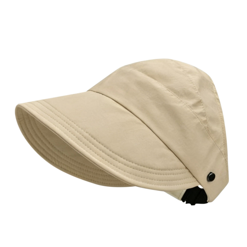 2 PCS Wide Brim Quick Dry Foldable Sun Hat with Ponytail Opening and Hook