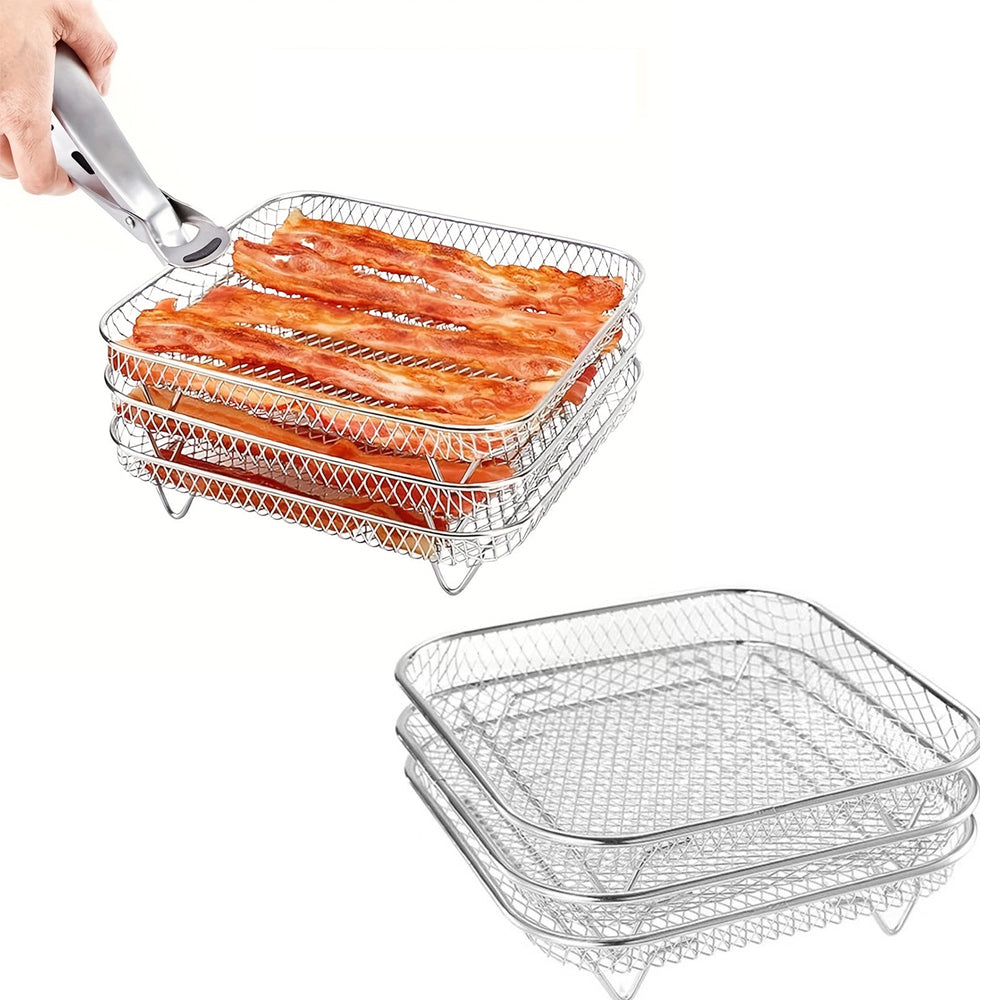 Stainless Steel Air Fryer Grill Rack Baking Tray Dehydrator Accessory