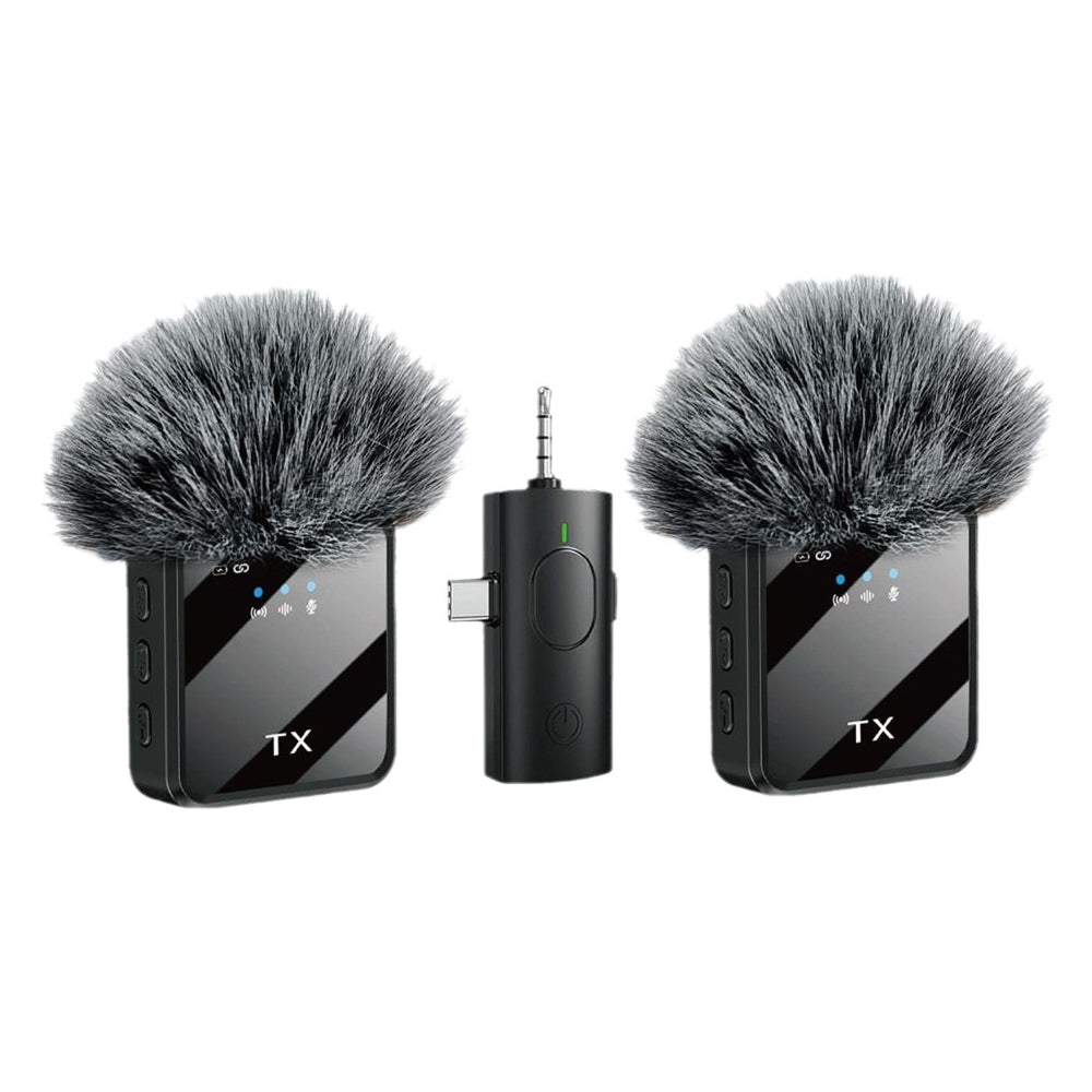 3 in 1 Wireless Lavalier Microphone for iPhone Android Camera Noise Cancelling Lapel Mic