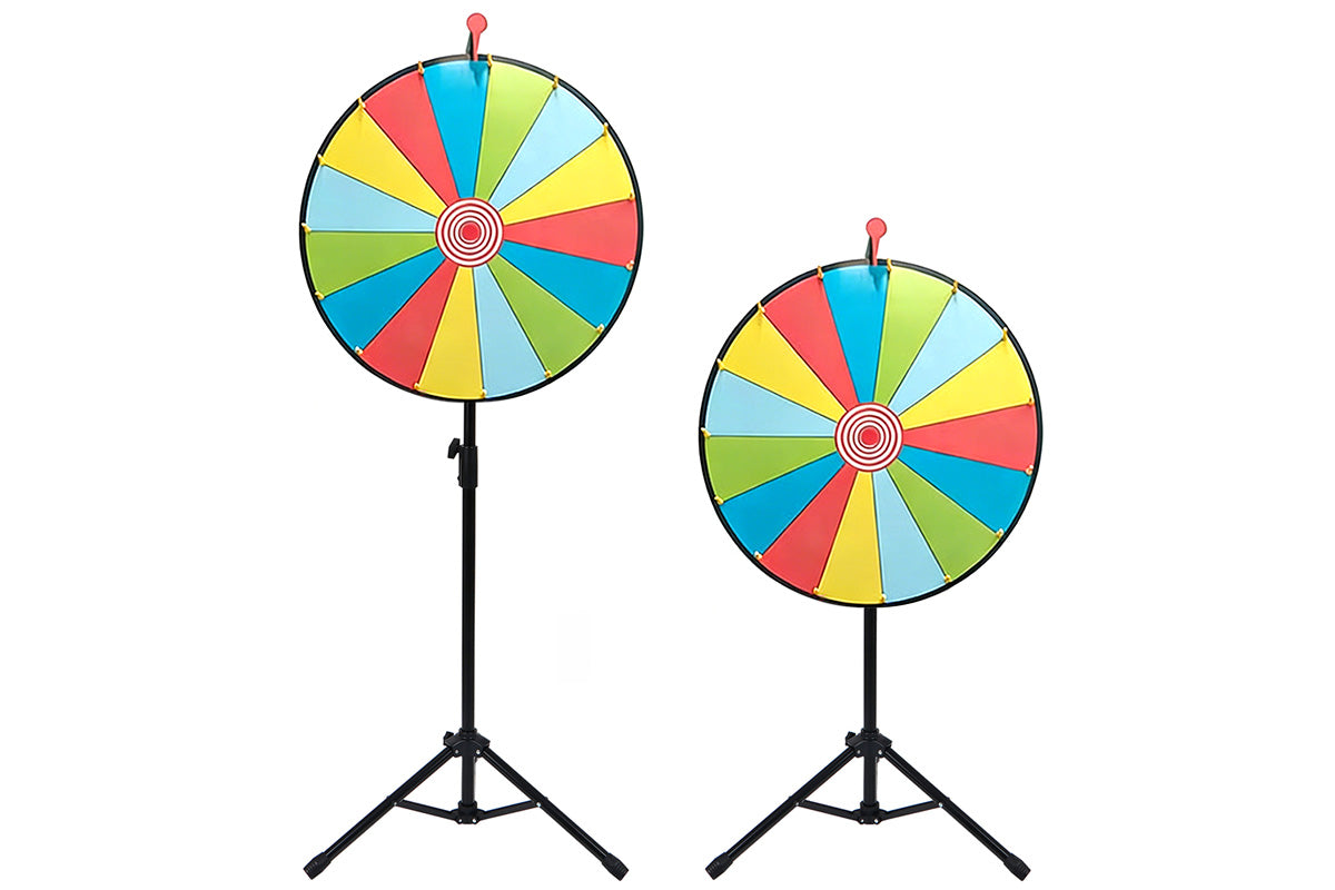 60cm Prize Wheel 15 Slots Colour Spinning Wheel with Adjustable Tripod Floor Stand