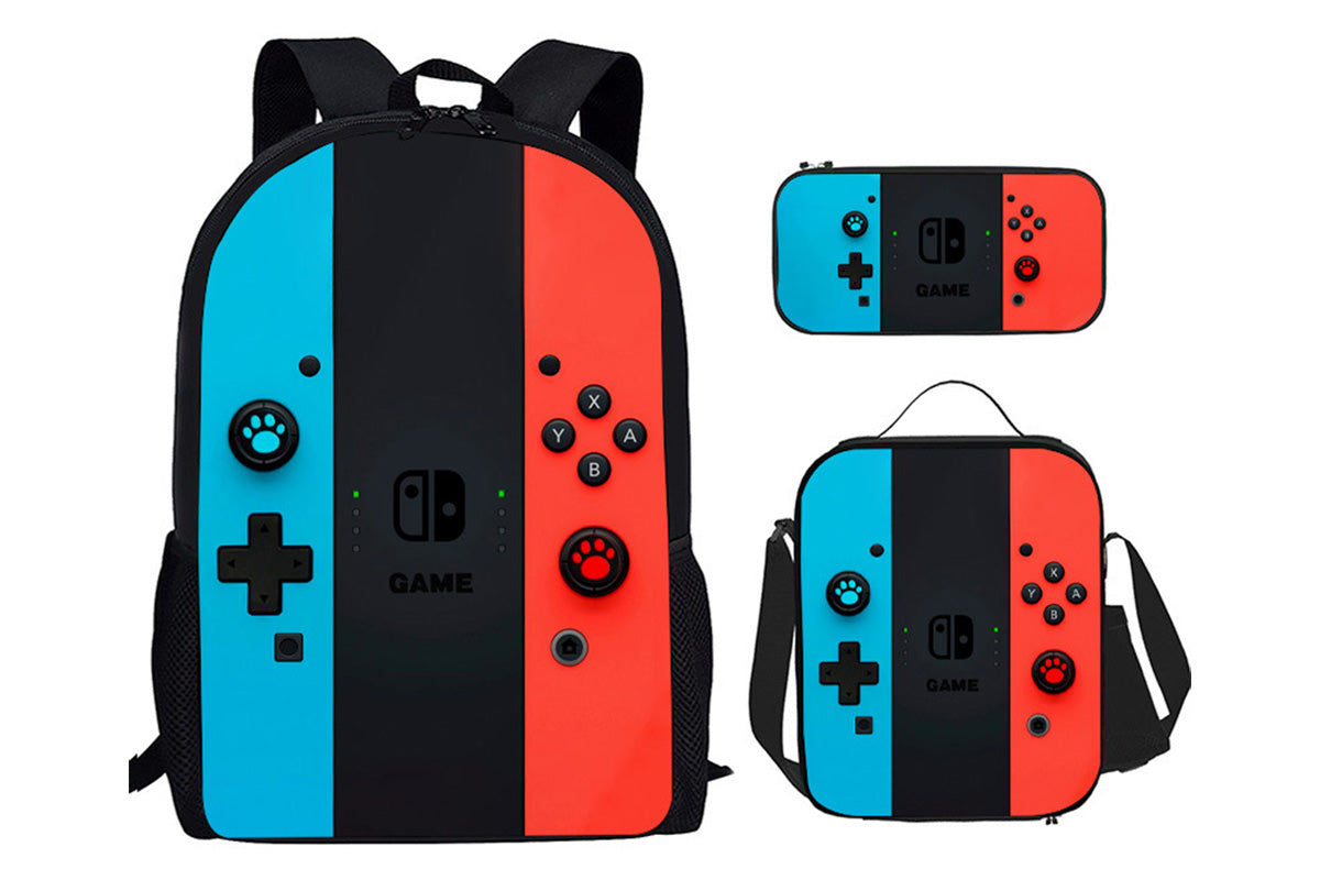3Pcs Set School Backpack with Leakproof Lunch Box and Pencil Case for Teens