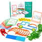 142Pcs Wooden Pattern Blocks Set with Sticks and Rings Brain Teaser Toys