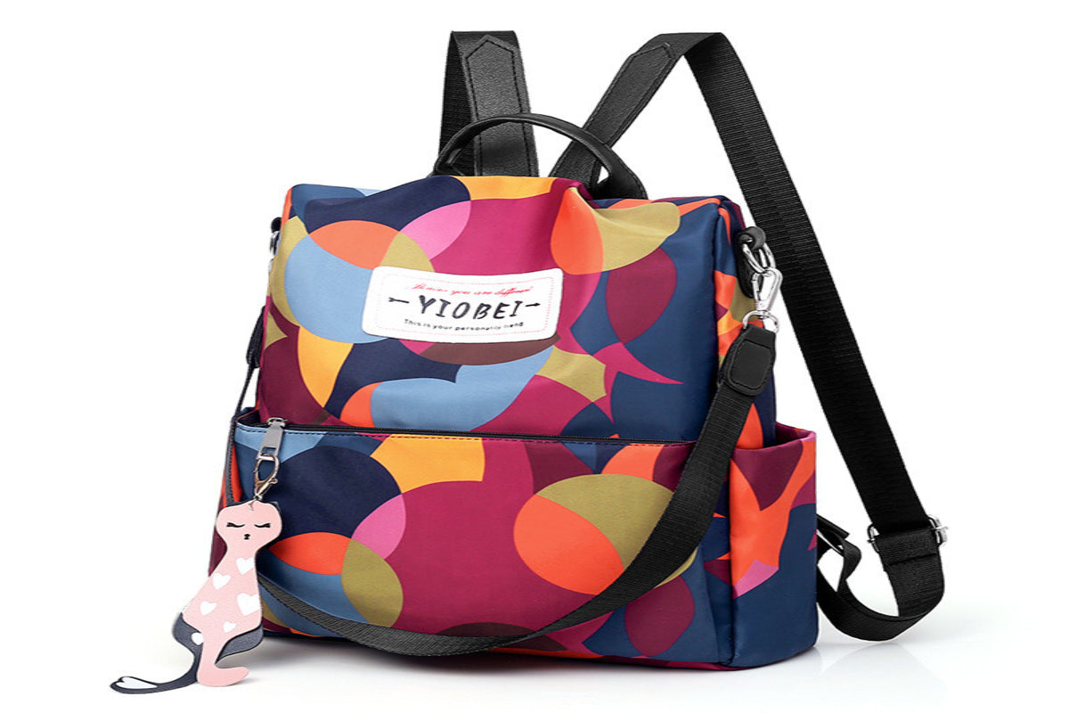 New Multifunctional Printed Anti-theft Backpack Oxford Travel Bag