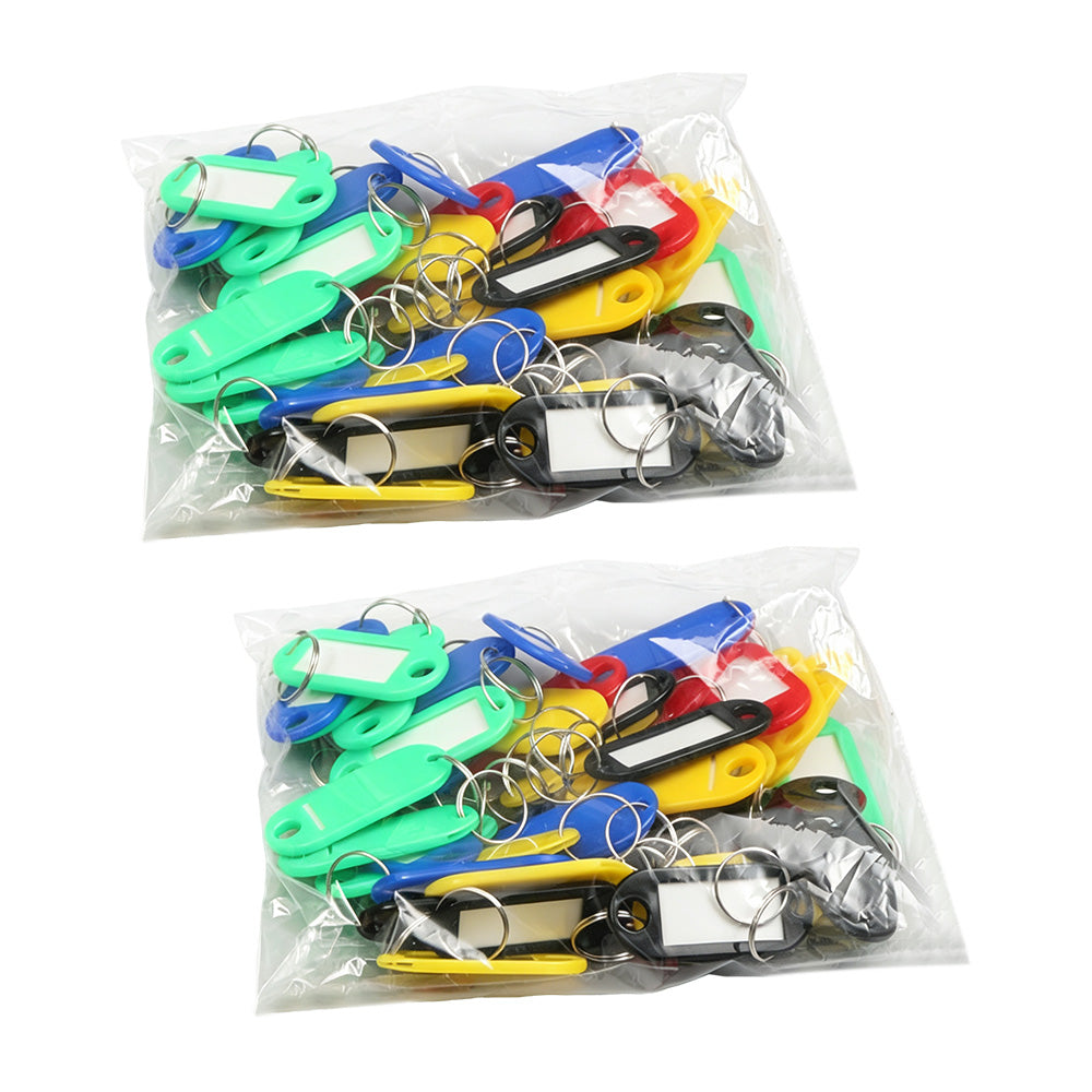 100Pcs Plastic Key Ring Name Tags Keychain Luggage Color ID Labels