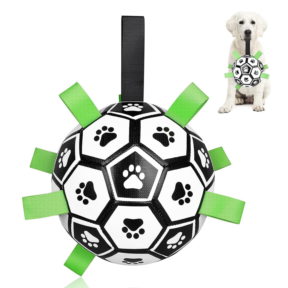 Interactive Dog Soccer Ball Toy with Handles for Training and Water Play 24cm