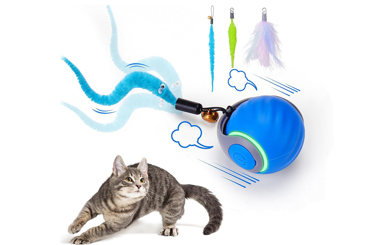 Interactive Cat Toy Ball Automatic Interactive Cat Toys Indoor with 3 Tails