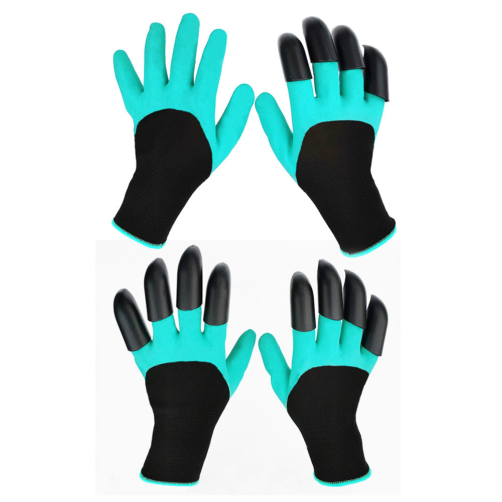 2 Pairs Waterproof Gardening Gloves with ABS Claws for Digging