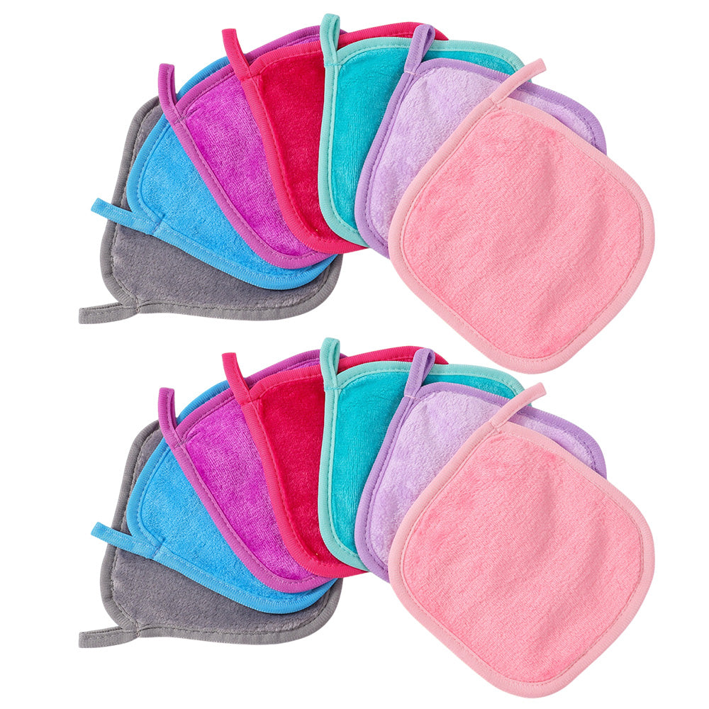 14 Piece Reusable Flannel Makeup Remover Cloth Set in 7 Colors