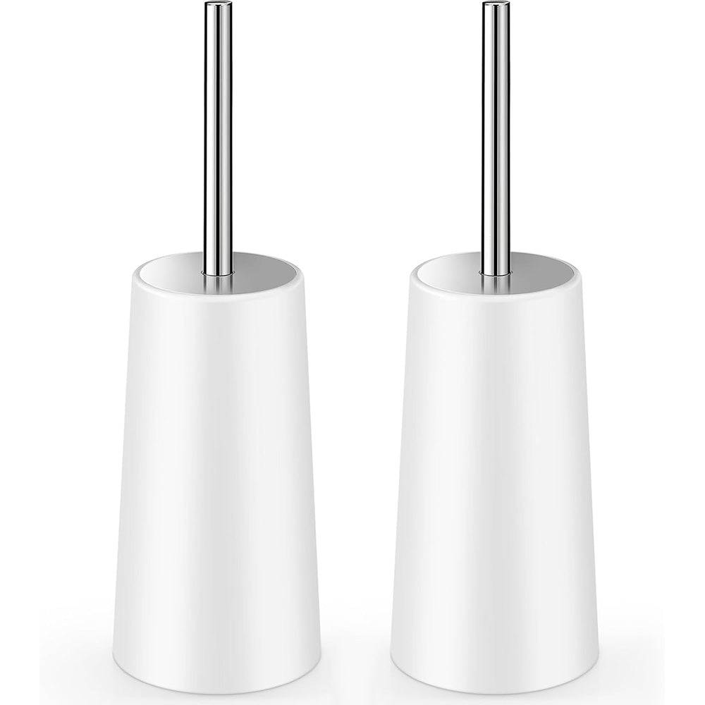 2 Pack Toilet Brush Set with 304 Stainless Steel Handle and Holder