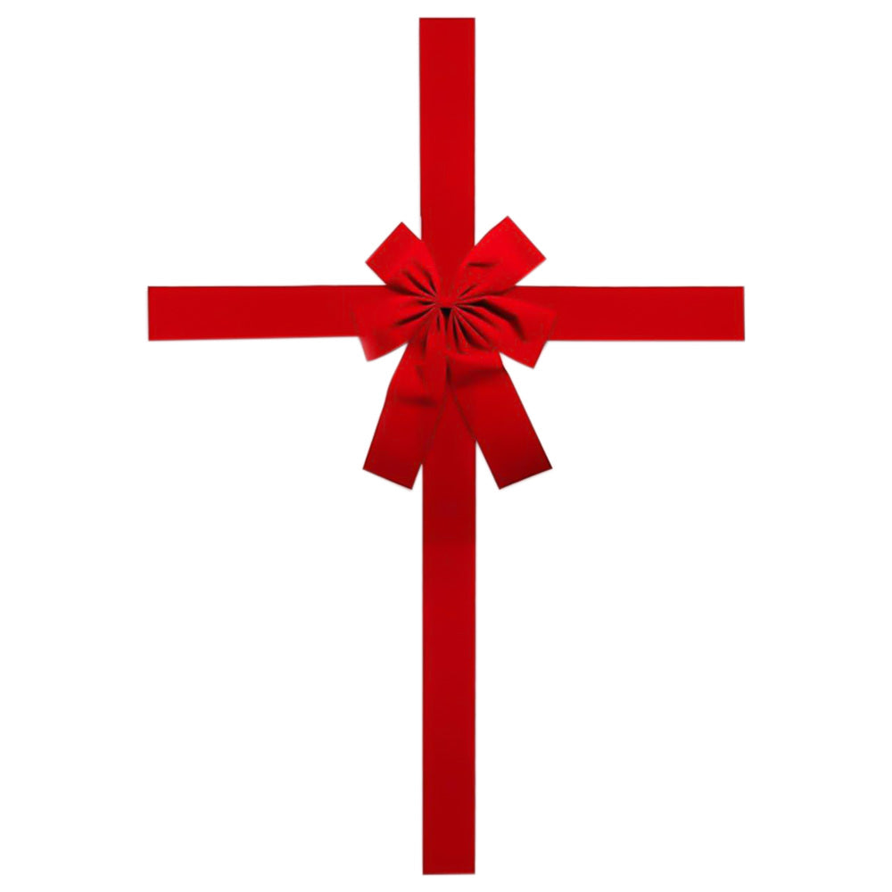 Red Velvet Style Christmas Door Bow with 420x200cm Polyester Straps