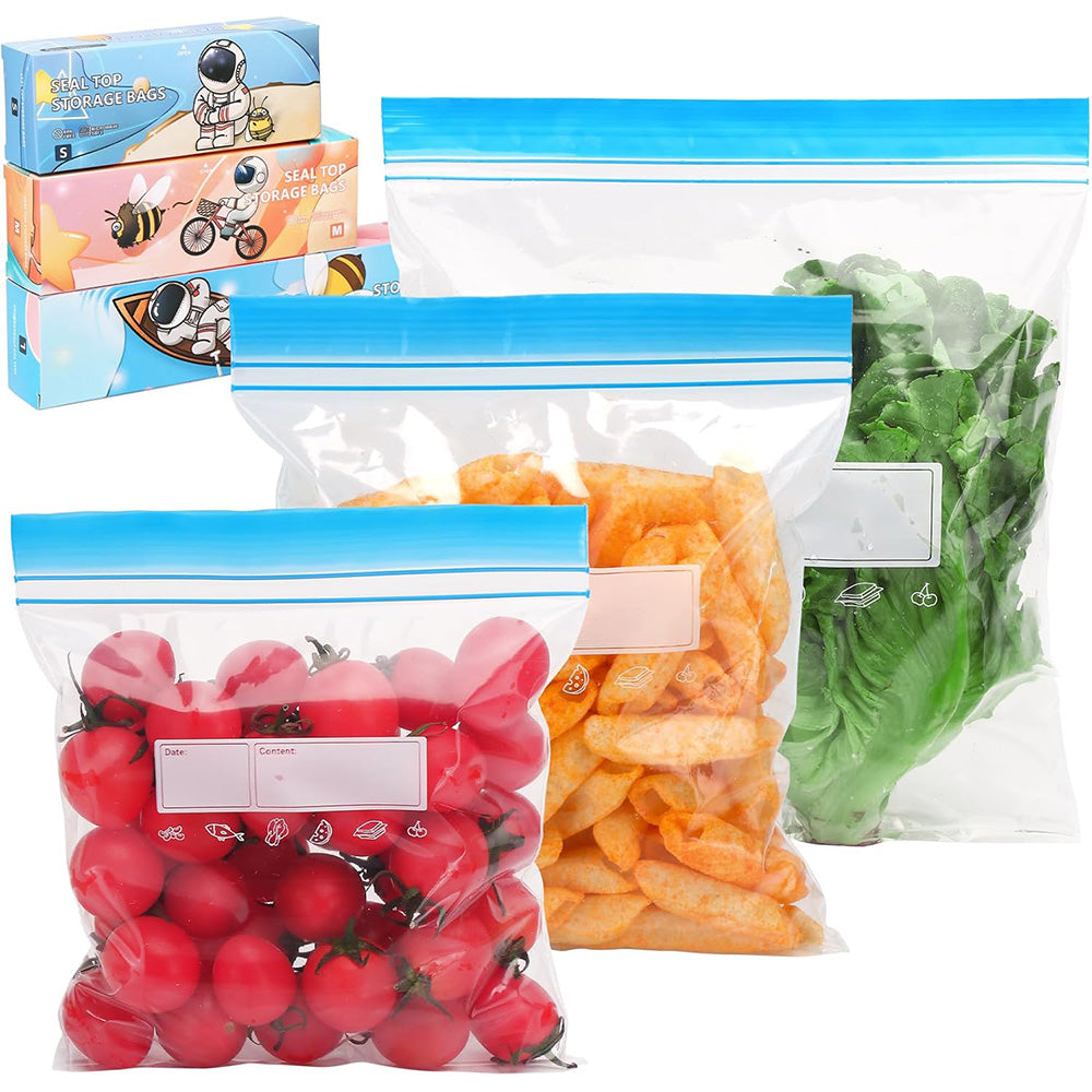 70Pcs Food Storage Bags with Double Zipper Seal Freezer Bags