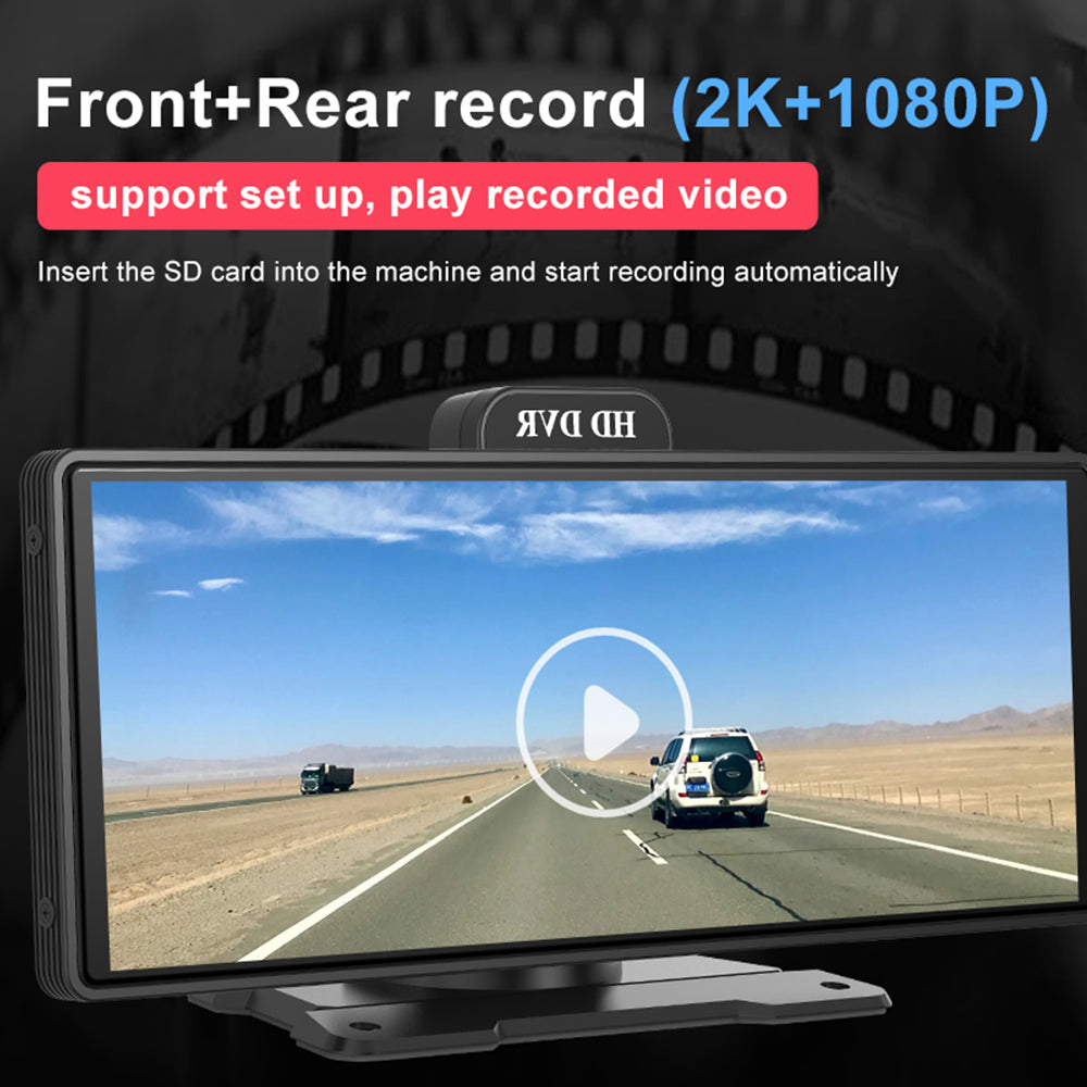 10.26 Inch 4K Portable Wireless Carplay Dual Car Recorder