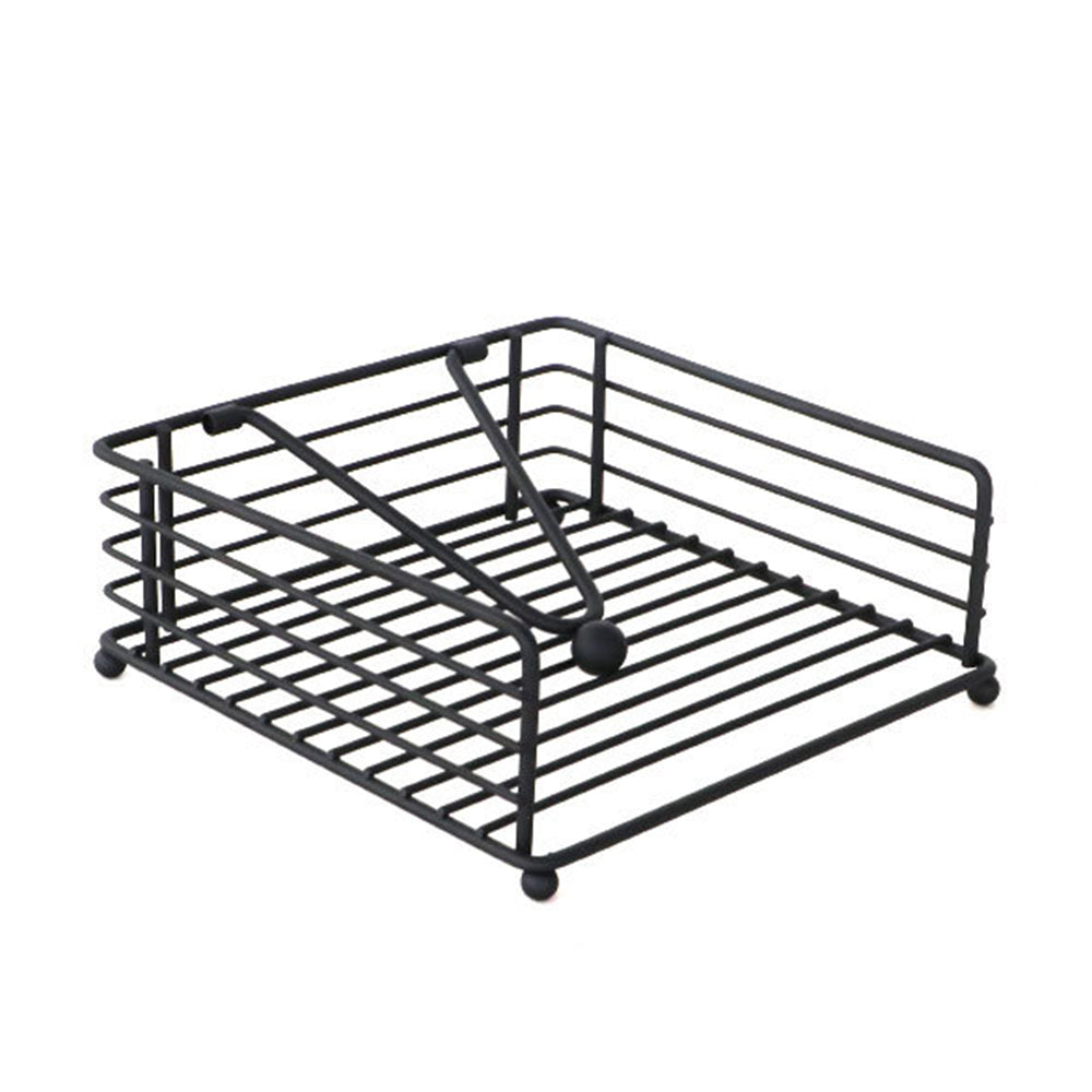 Black Metal Square Paper Napkin Holders with Weighted Arm