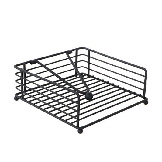 Black Metal Square Paper Napkin Holders with Weighted Arm