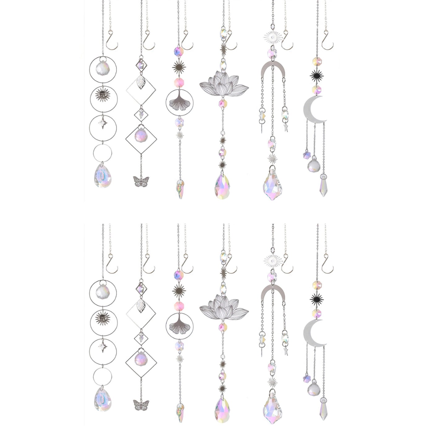 12Pcs Glass Sun Catcher Prism Hanging Kit with Chain