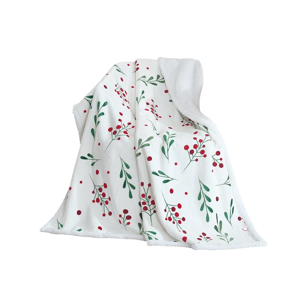 125X145cm Reversible Plush Sherpa Fleece Throw Blanket