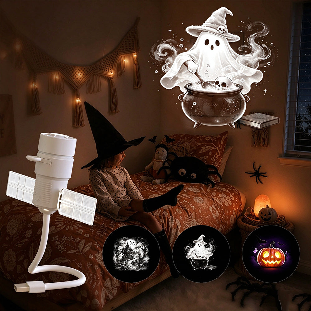 USB Halloween Satellite Projector Night Light with Changeable Slides