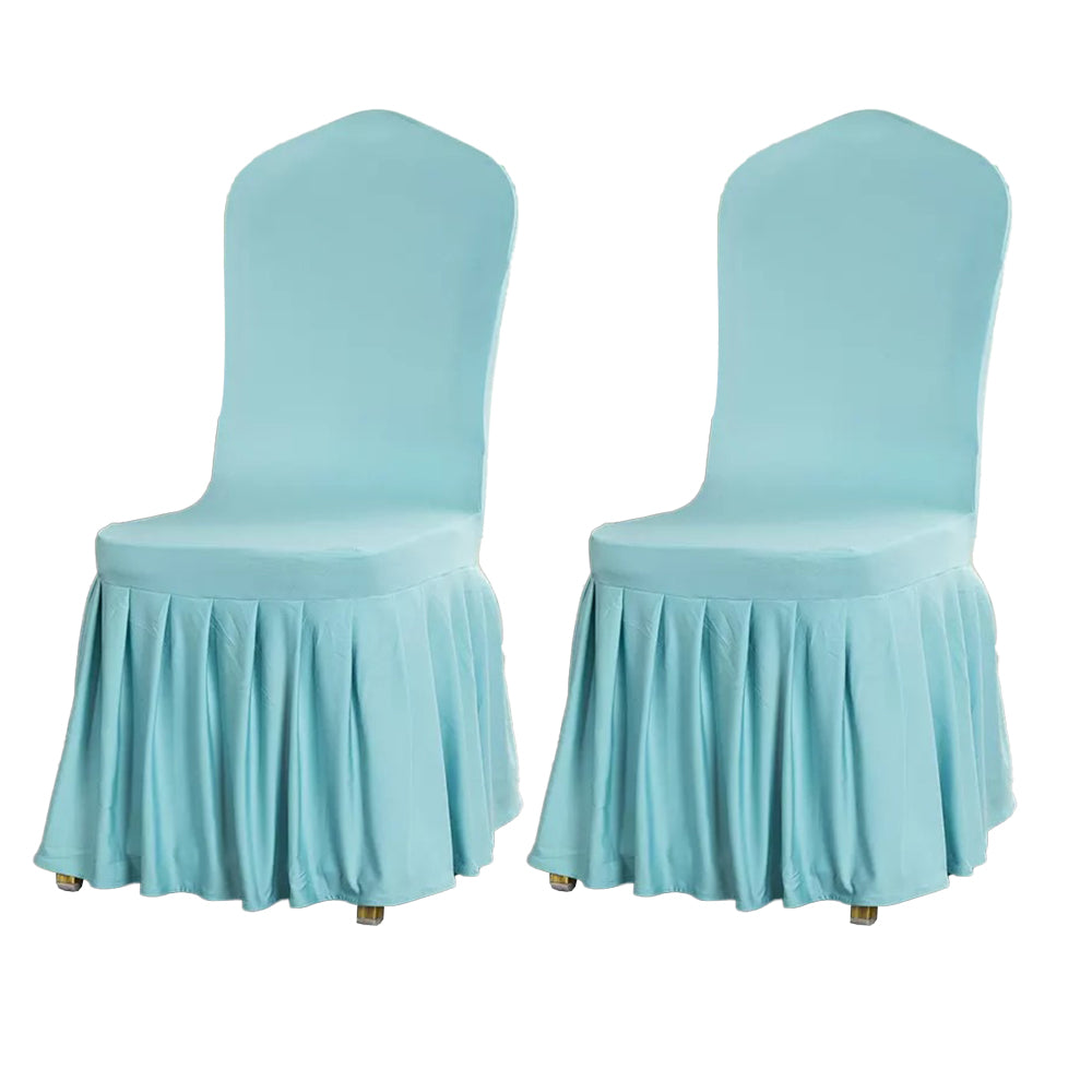 2Pcs Stretch Pleated Solid Colour Chair Cover