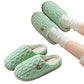 Winter Plush Slippers Soft Indoor Warm Slippers with Anti Slip Sole and Bear Design-Green