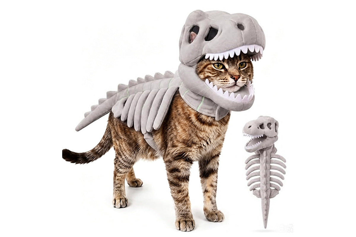 Pet Dinosaur Skeleton Costume Funny Outfit for Cat Small Dog Puppy