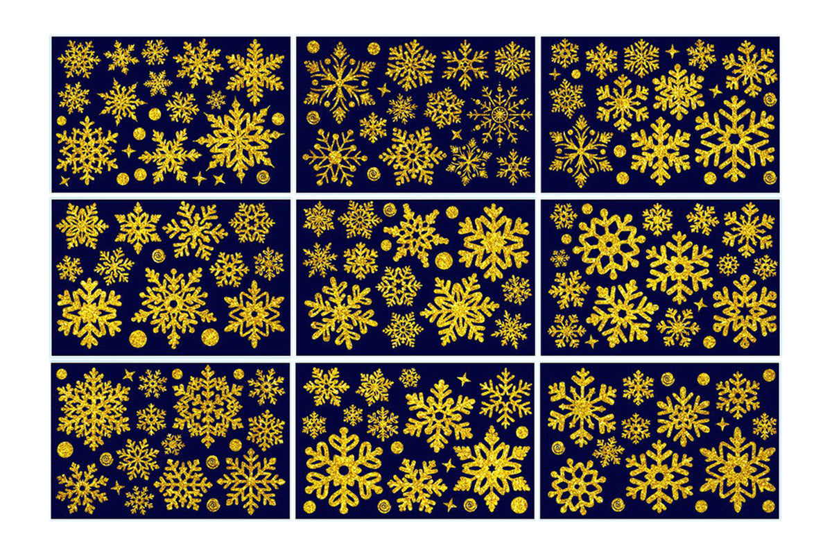 Christmas Window Clings Snowflakes Static Stickers Gold Silver for Holiday Decorations