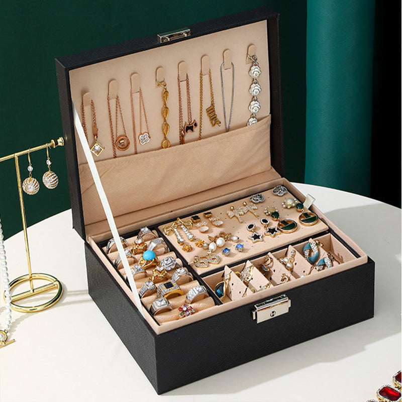Mini Portable Double Layer Travel Jewelry Organizer Box