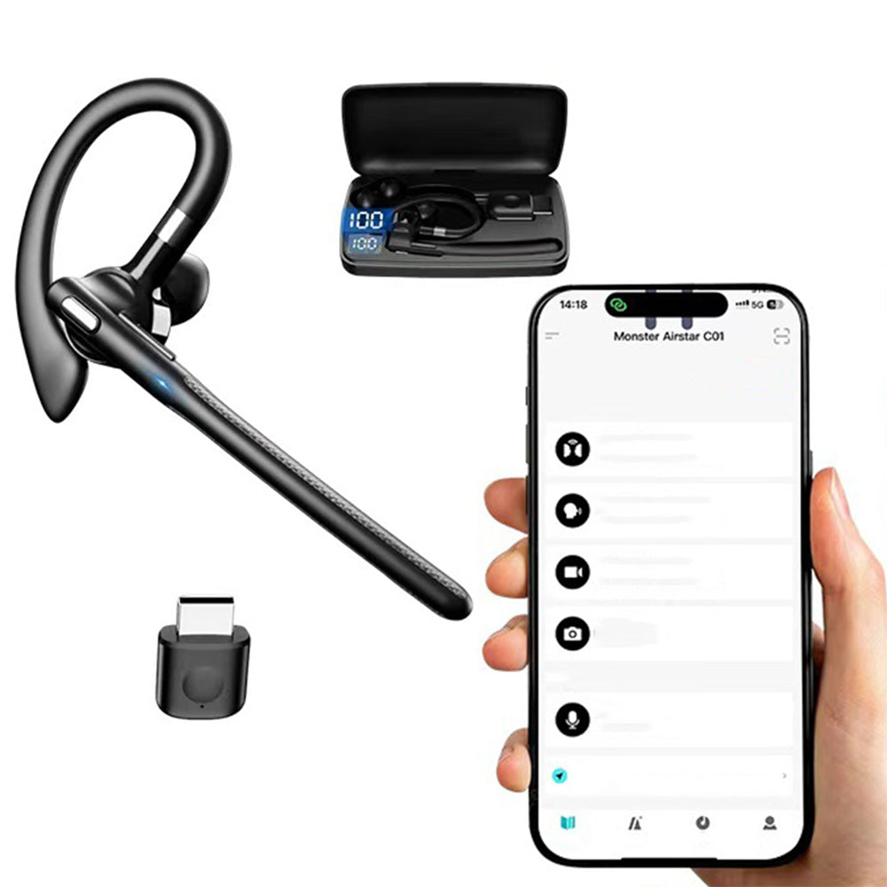 Bluetooth Headset Wireless Ear Hook Driving Earpieces Office Earphone with Mic
