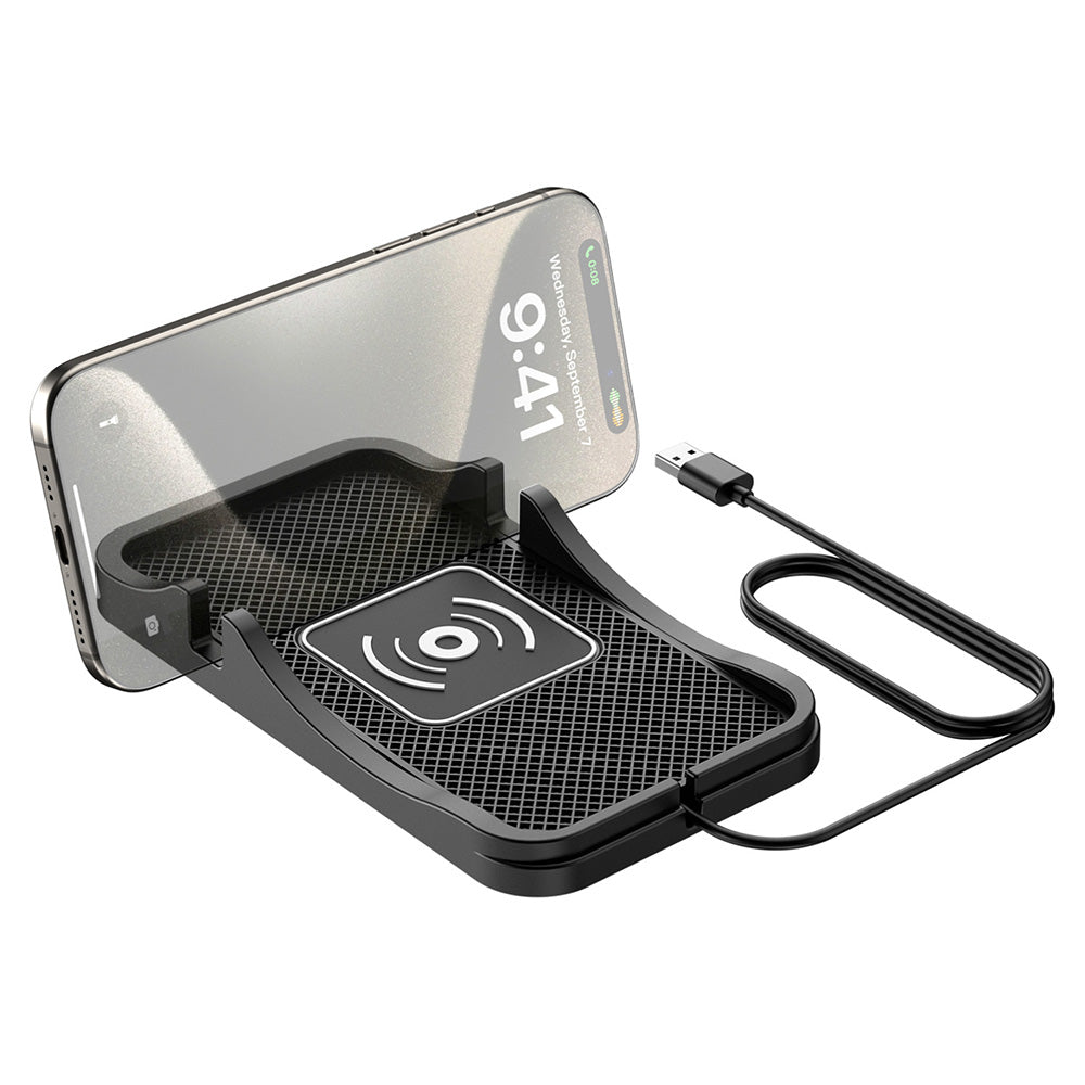 2 in 1 15W Wireless Auto Charging Pad and Non Slip Phone Holder