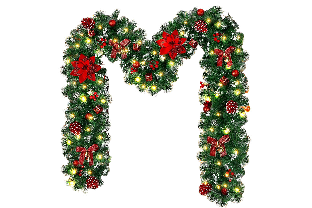 2.7M Christmas Garland Artificial Rattan Decoration With 50 LED Lights For Home Outdoor