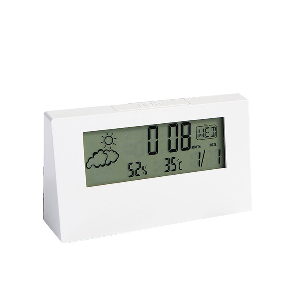 Digital Desktop Clock with Temperature Humidity Display-Opaque (with light)